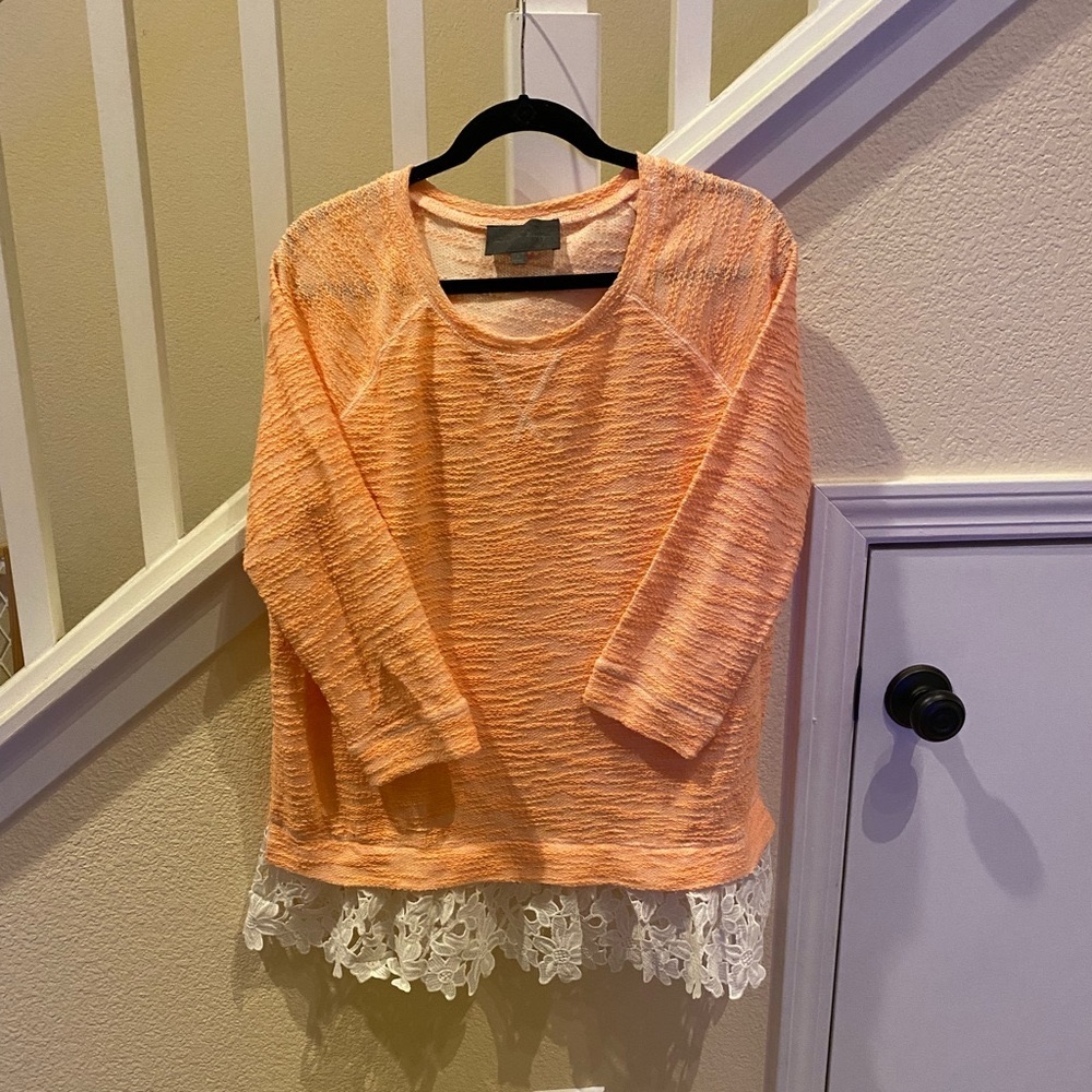 Anthropologie Lace Trim Top